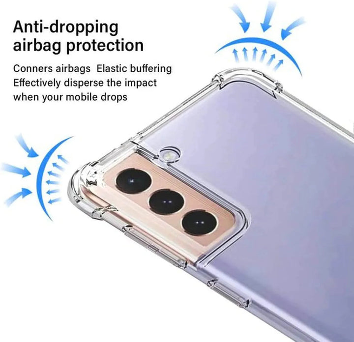 Samsung Galaxy S22 Plus Hoesjes – Anti-Shock Siliconen Backcover – Transparant – Met 1x Screenprotector Gehard Glas – Anti-kras-Ilumina Benelux