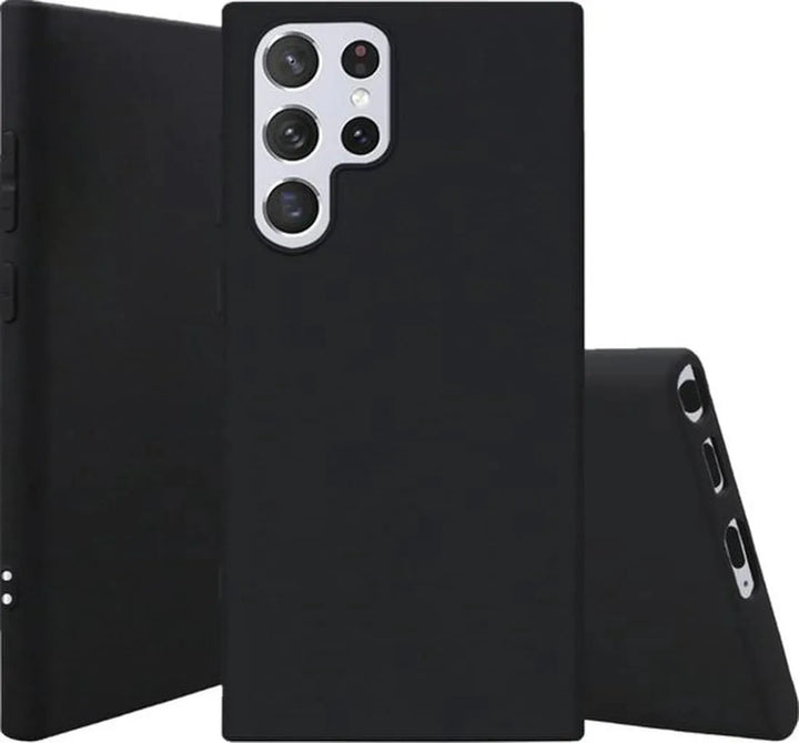 Samsung Galaxy S22 Ultra Hoesjes – Soft TPU Siliconen Backcover – Full Screenprotector – Camera Lens Protector – Zwart-Ilumina Benelux