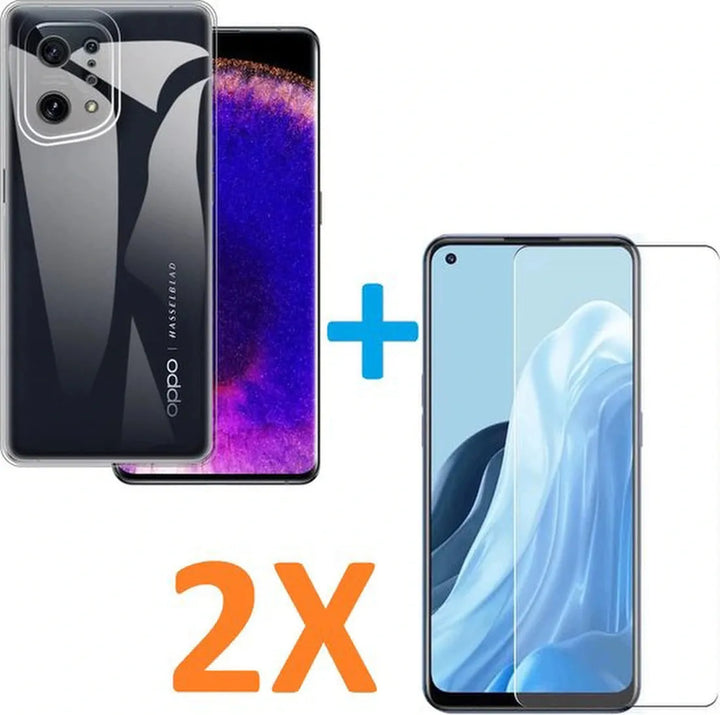 Oppo Find X5 Hoesjes – Transparante Soft TPU Siliconen Backcover – Schokbestendig – Inclusief 2x Screenprotector-Ilumina Benelux