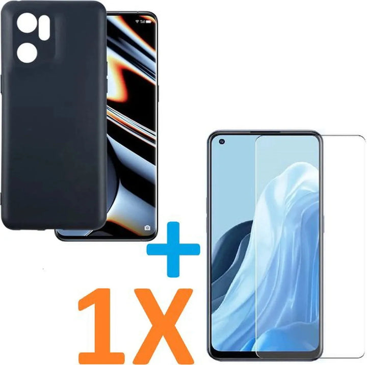 Oppo Find X5 Lite Hoesjes – Soft TPU Siliconen Backcover – Inclusief Screenprotector – Schokbestendig – Zwart-Ilumina Benelux