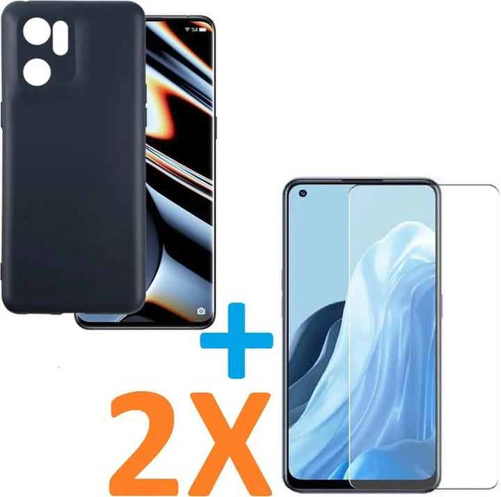 Oppo Find X5 Lite Hoesjes – Soft TPU Siliconen Backcover – Schokbestendig – 2x Screenprotector – Zwart-Ilumina Benelux