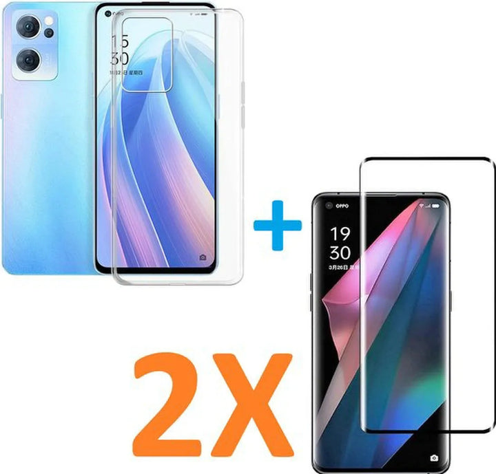 Oppo Find X5 Lite Hoesjes – Transparante Soft TPU Siliconen Backcover – Schokbestendig – 2x Gehard Glas Screenprotector-Ilumina Benelux