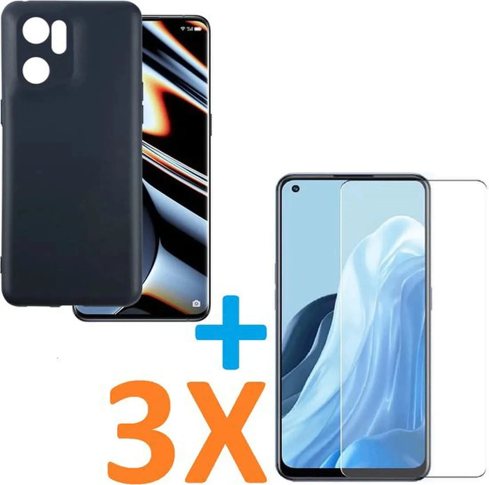 Oppo Find X5 Lite Hoesjes – Soft TPU Siliconen Backcover – Inclusief 3x Screenprotector – Schokbestendig – Zwart-Ilumina Benelux