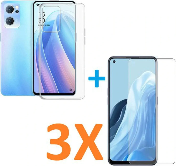 Oppo Find X5 Lite Hoesjes – Transparante Soft TPU Siliconen Backcover – Inclusief 3x Screenprotector – Anti-kras-Ilumina Benelux