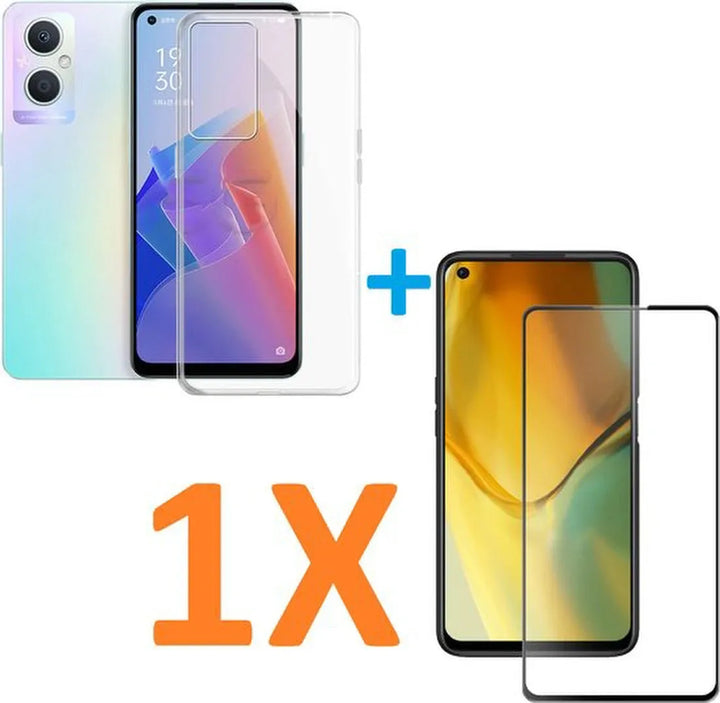 Oppo A96 Hoesjes – Transparante Soft TPU Siliconen Backcover – Schokbestendig – Incl. Gehard Glas Screenprotector-Ilumina Benelux