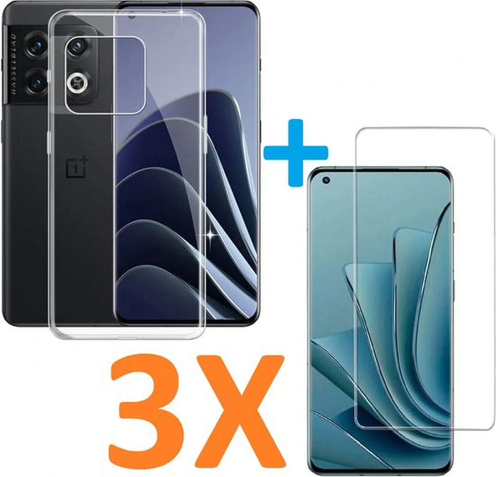 OnePlus 10 Pro Hoesjes – Transparante Siliconen Backcover – Inclusief 3x Screenprotector – 6.7 Inch-Ilumina Benelux