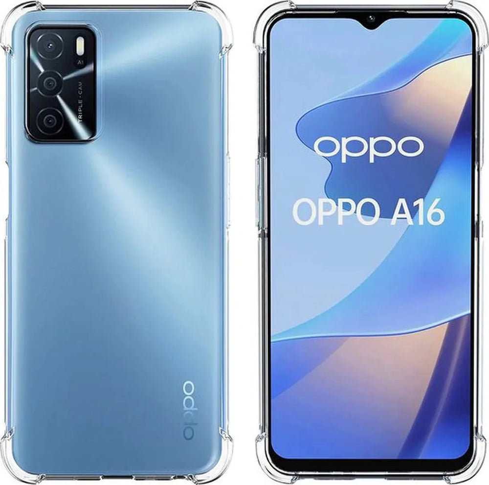Oppo A16/A16s/A54s Hoesjes – Siliconen Backcover – Schokbestendig – Transparant + 2x Screenprotector Gehard Glas – Anti Kras-Ilumina Benelux