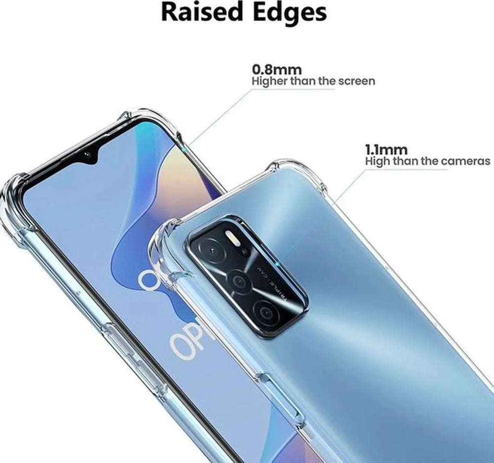 Oppo A16/A16s/A54s Hoesjes – Siliconen Backcover – Schokbestendig – Transparant + 2x Screenprotector Gehard Glas – Anti Kras-Ilumina Benelux