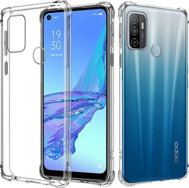 Oppo A53/A53s Hoesjes – Siliconen Backcover Anti-Shock Transparant – 3 Pack Screenprotector – Gehard Glas – Transparant-Ilumina Benelux