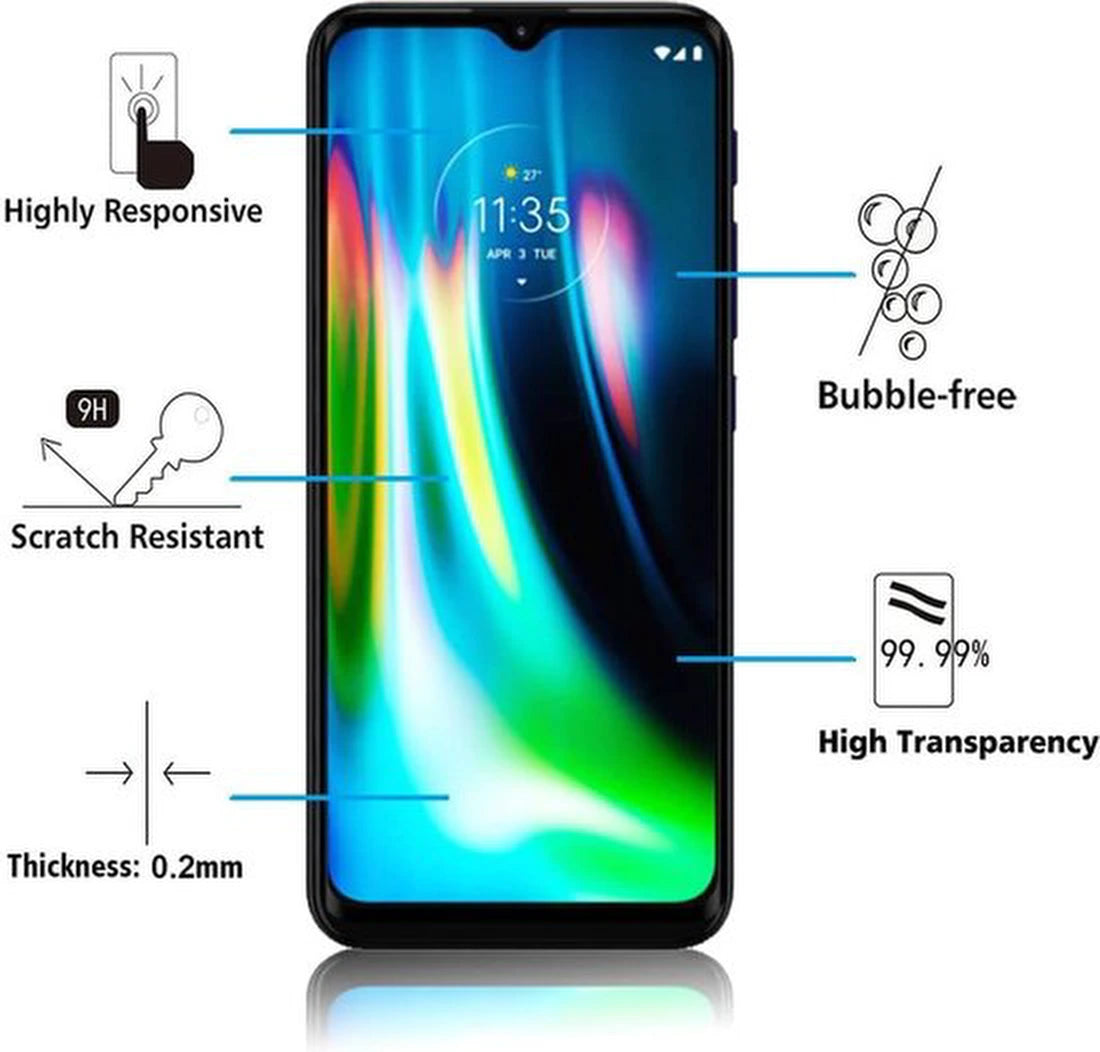 Screenprotector – Geschikt voor Motorola Moto G9 Play / Moto E7 Plus – Gehard Glas 9H – Anti-kras – 2-Pack – Transparant