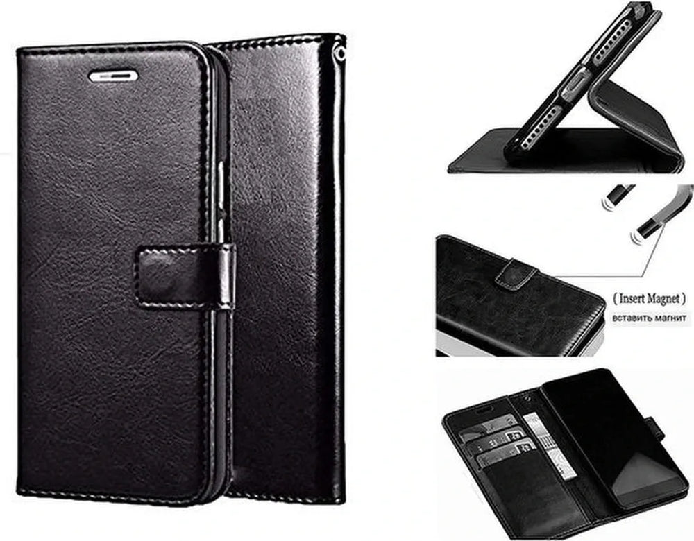OnePlus 5T Hoesjes – Portemonnee Book Case – Pasjeshouder – Magneetsluiting – Zwart-Ilumina Benelux