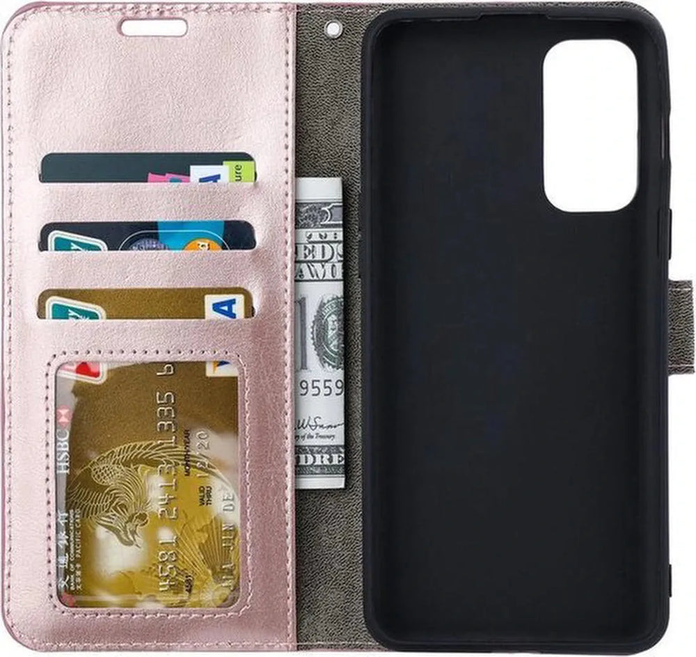 OnePlus Nord 2 5G Hoesjes – Portemonnee Book Case – Pasjeshouder – 2x Glazen Screenprotector – Roségoud-Ilumina Benelux
