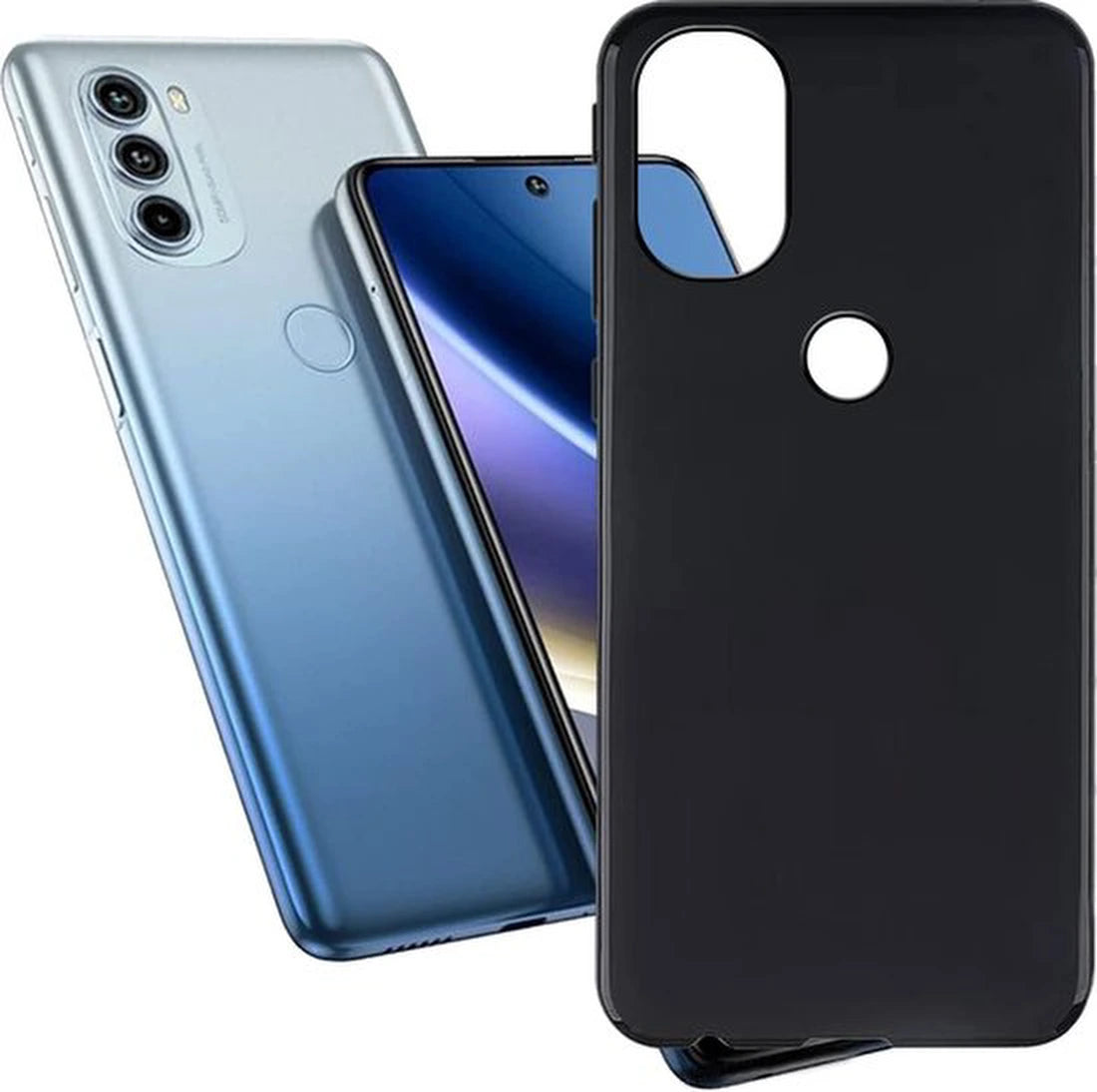 Motorola Moto G51 Hoesjes – Soft TPU Siliconen Backcover – Inclusief Screenprotector – Schokbestendig – Zwart