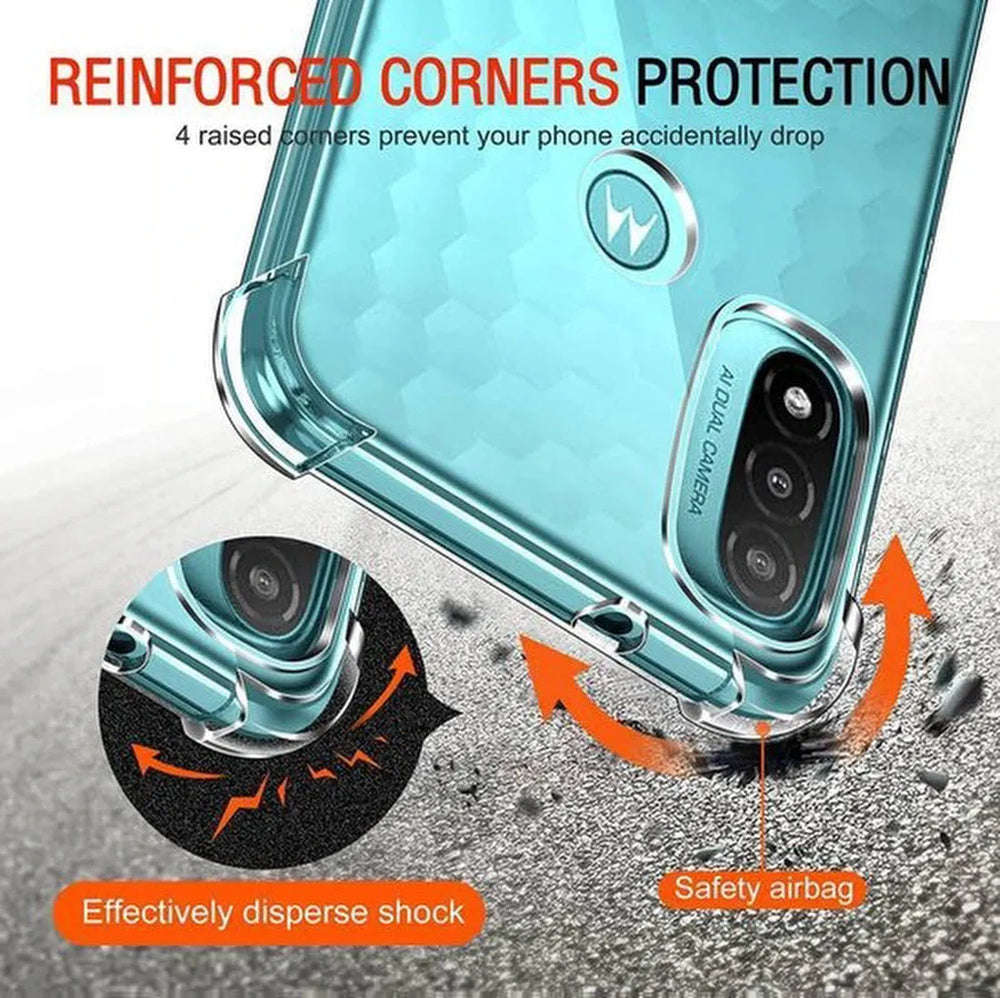 Motorola Moto E20/E30/E40 Hoesjes – Soft TPU Siliconen Backcover – Schokbestendig – Inclusief Screenprotector – Transparant-Ilumina Benelux