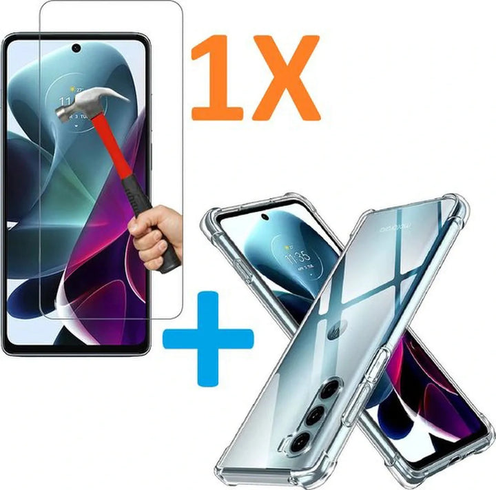 Motorola Moto G200 5G Hoesjes – Soft TPU Siliconen Backcover – Schokbestendig – Inclusief Screenprotector – Transparant-Ilumina Benelux