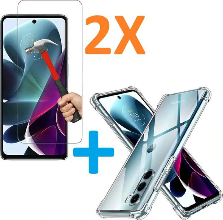 Motorola Moto G200 5G Hoesjes – Soft TPU Siliconen Backcover – Schokbestendig – Inclusief 2x Screenprotector – Transparant-Ilumina Benelux