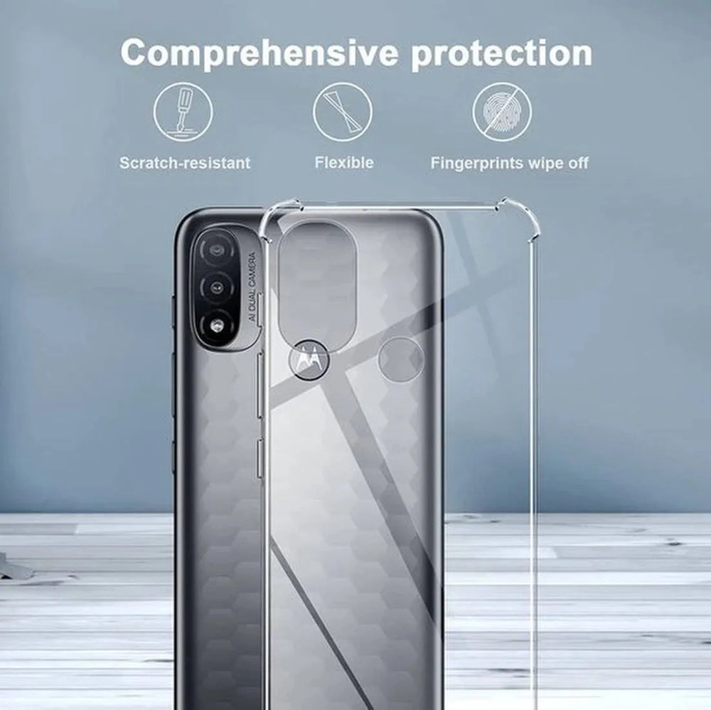 Motorola Moto E20/E30/E40 Hoesjes – Soft TPU Siliconen Backcover – Schokbestendig – Incl. 3x Screenprotector – Transparant-Ilumina Benelux