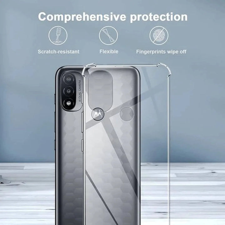 Motorola Moto E20/E30/E40 Hoesjes – Soft TPU Siliconen Backcover – Schokbestendig – Incl. 3x Screenprotector – Transparant-Ilumina Benelux
