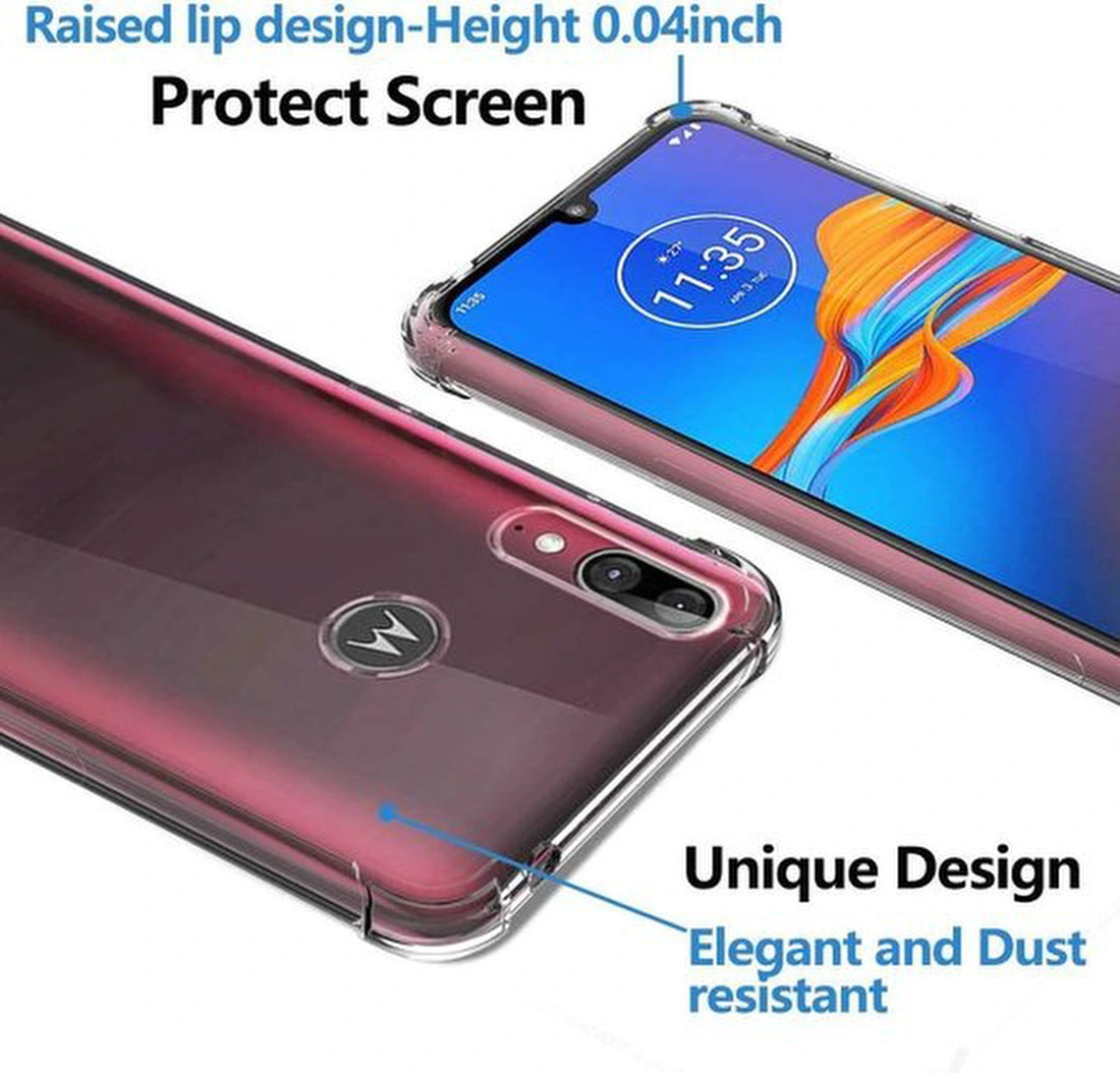 Shockproof Soft TPU hoesje Silicone Case Geschikt voor: Motorola Moto E6S & Moto E6i met 3X Screenprotector