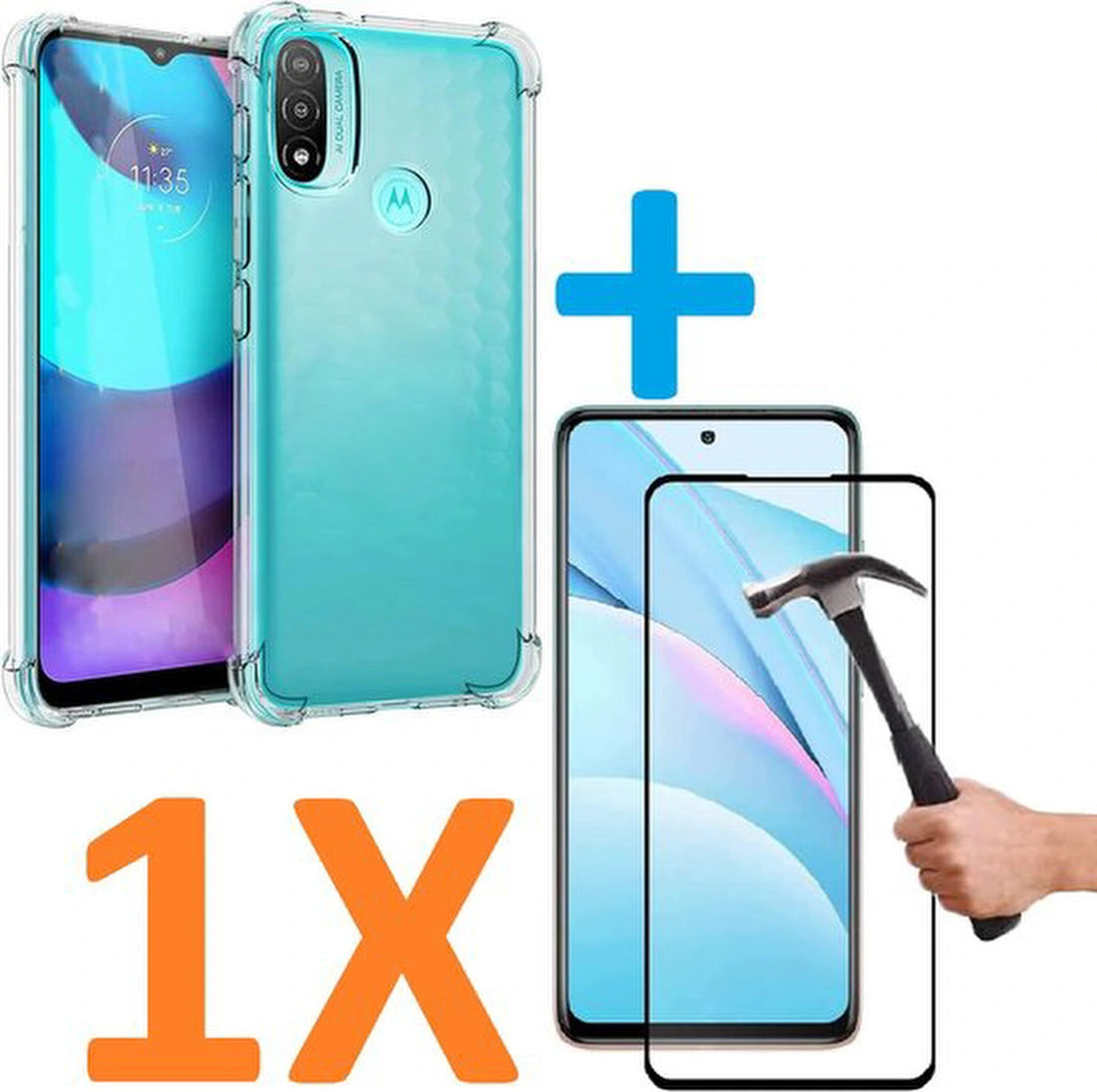 Shockproof Soft TPU hoesje Silicone Case Geschikt voor: Motorola Moto E20 / E30 / E40 met 1X Full Screenprotector