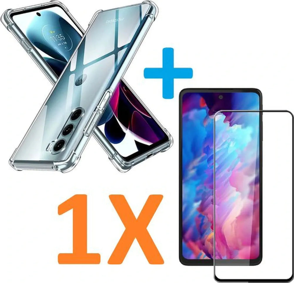 Motorola Moto G200 5G Hoesjes – Soft TPU Siliconen Backcover – Schokbestendig – Incl. Full Screenprotector – Transparant-Ilumina Benelux
