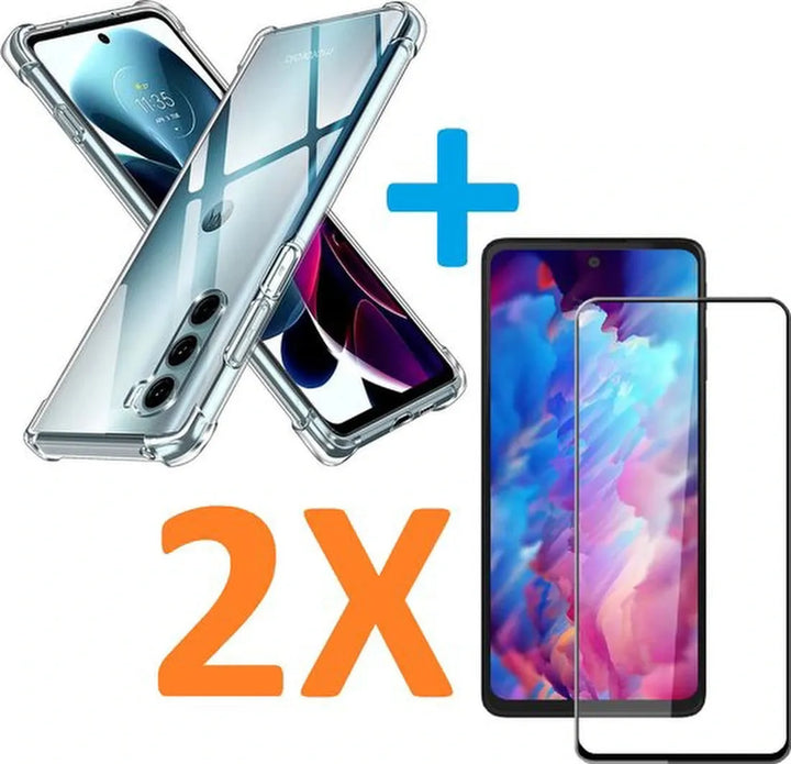 Motorola Moto G200 5G Hoesjes – Soft TPU Siliconen Backcover – Schokbestendig – 2x Full Screenprotector-Ilumina Benelux