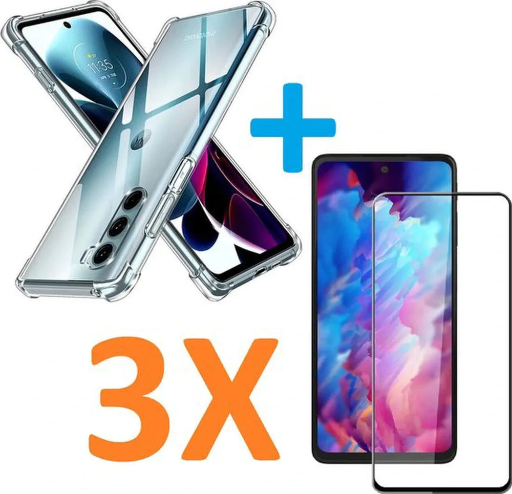 Motorola Moto G200 5G Hoesjes – Soft TPU Siliconen Backcover – Schokbestendig – Incl. 3x Full Screenprotector – Transparant-Ilumina Benelux