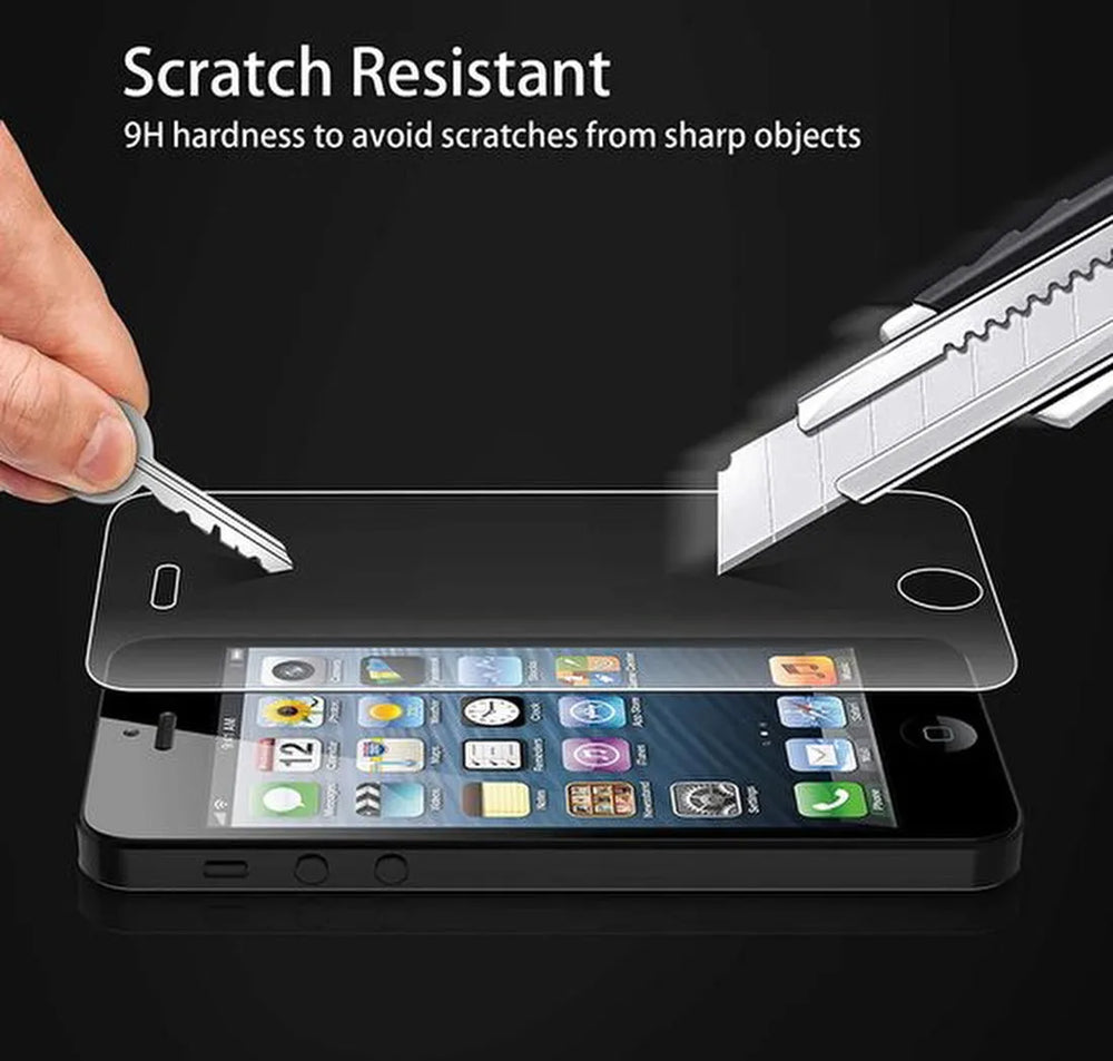 iPhone 5/5S Hoesjes – Soft TPU Siliconen Backcover – 2x Gehard Glas Screenprotector – Zwart-Ilumina Benelux