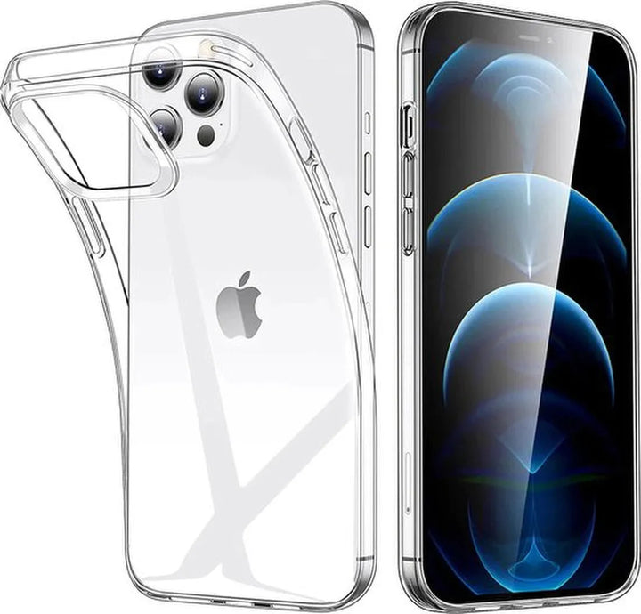 iPhone 12 Pro Hoesjes – Soft TPU Siliconen Backcover – Transparant – 2x Gehard Glas Screenprotector – Anti Kras-Ilumina Benelux