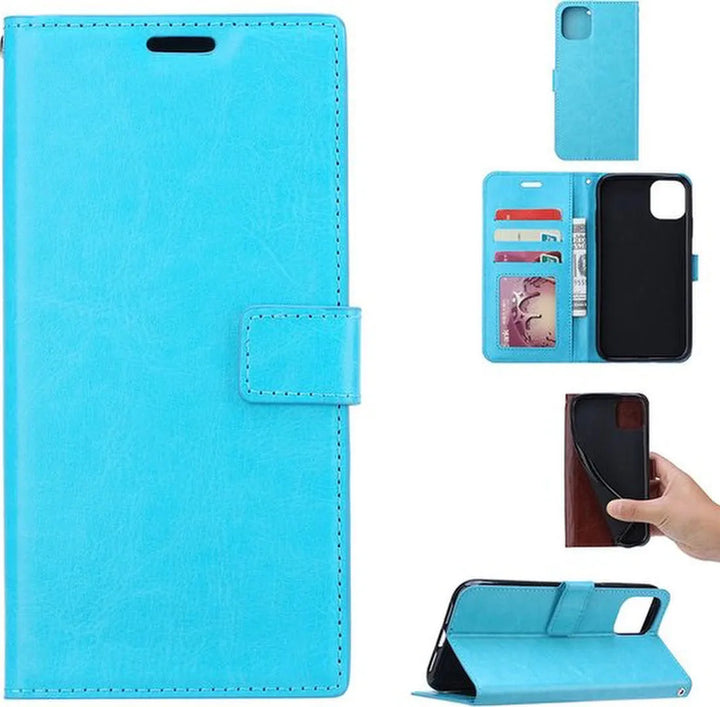 iPhone 14 Hoesjes – Portemonnee Book Case – Pasjeshouder – 2x Gehard Glas Screenprotector – Turquoise-Ilumina Benelux
