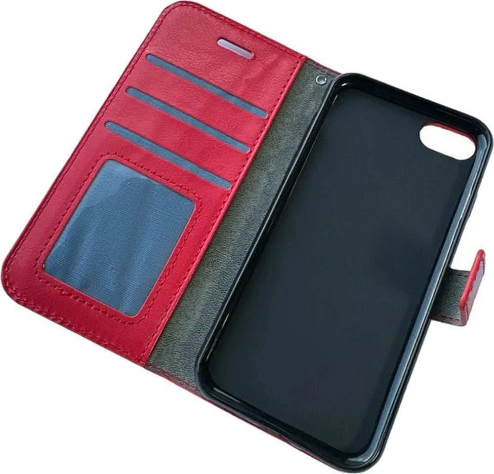iPhone 5/5S/SE Hoesjes – Portemonnee Book Case – Pasjeshouder – Magneetsluiting – Rood-Ilumina Benelux