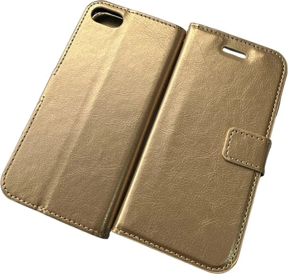 iPhone 5/5S/SE Hoesjes – Portemonnee Book Case – Pasjeshouder – Magneetsluiting – Goud-Ilumina Benelux