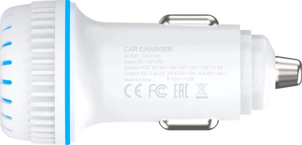 Autolader – Snellader QC 3.0 + USB-C – 2 Poorten – Geschikt voor iPhone 14/13/12/11/X/XS/XR/SE-Oplader-Ilumina Benelux