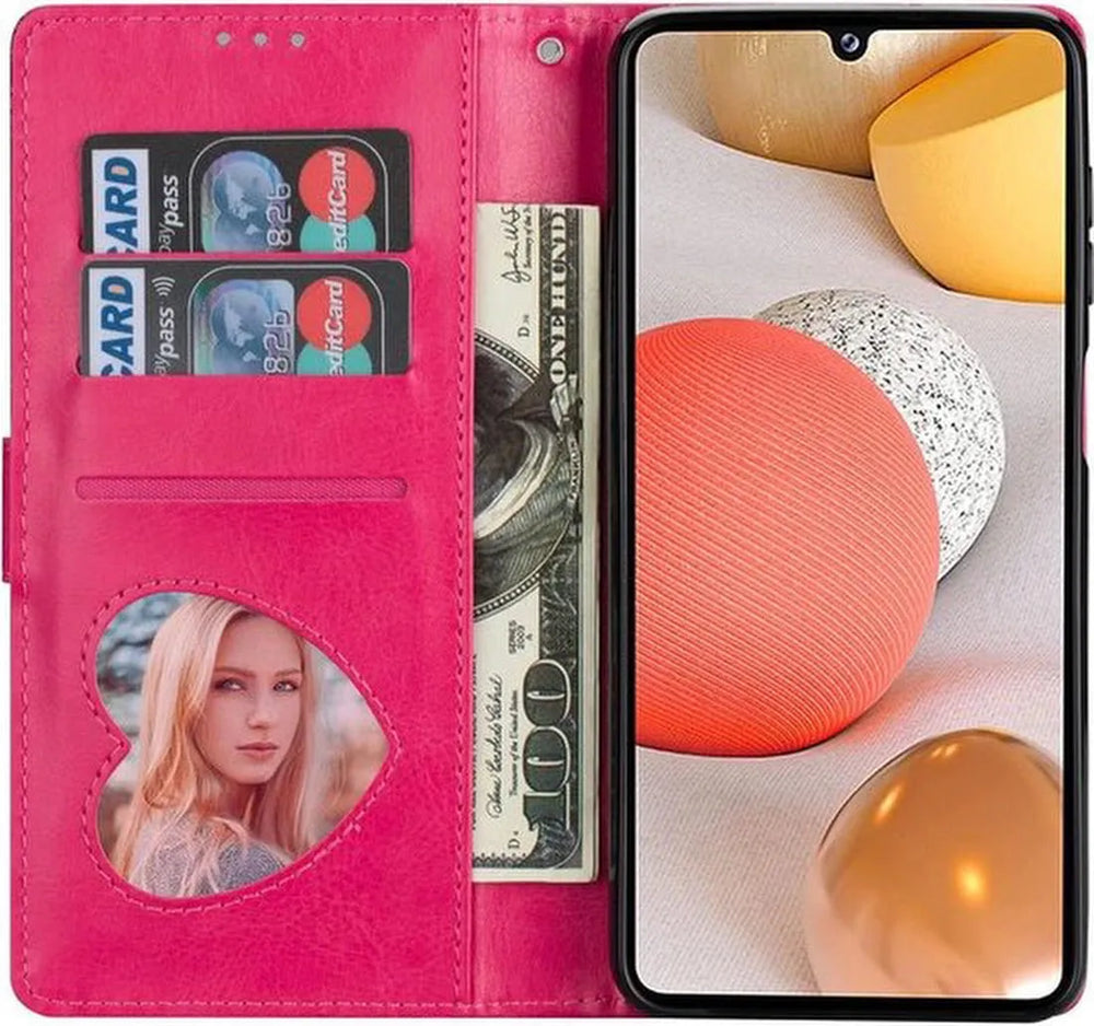Samsung Galaxy A12 Hoesjes – Glitter Portemonnee Case – Rits & Koord – Pasjeshouder – Roze-Ilumina Benelux