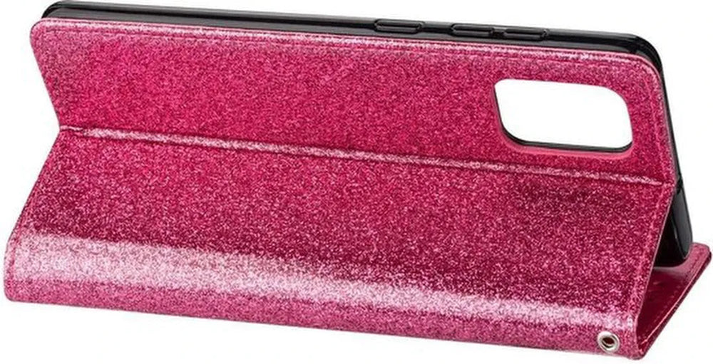 Samsung Galaxy A02s Hoesjes – Glitter Portemonnee Case met Rits – Koord – Pasjeshouder – Roze-Ilumina Benelux