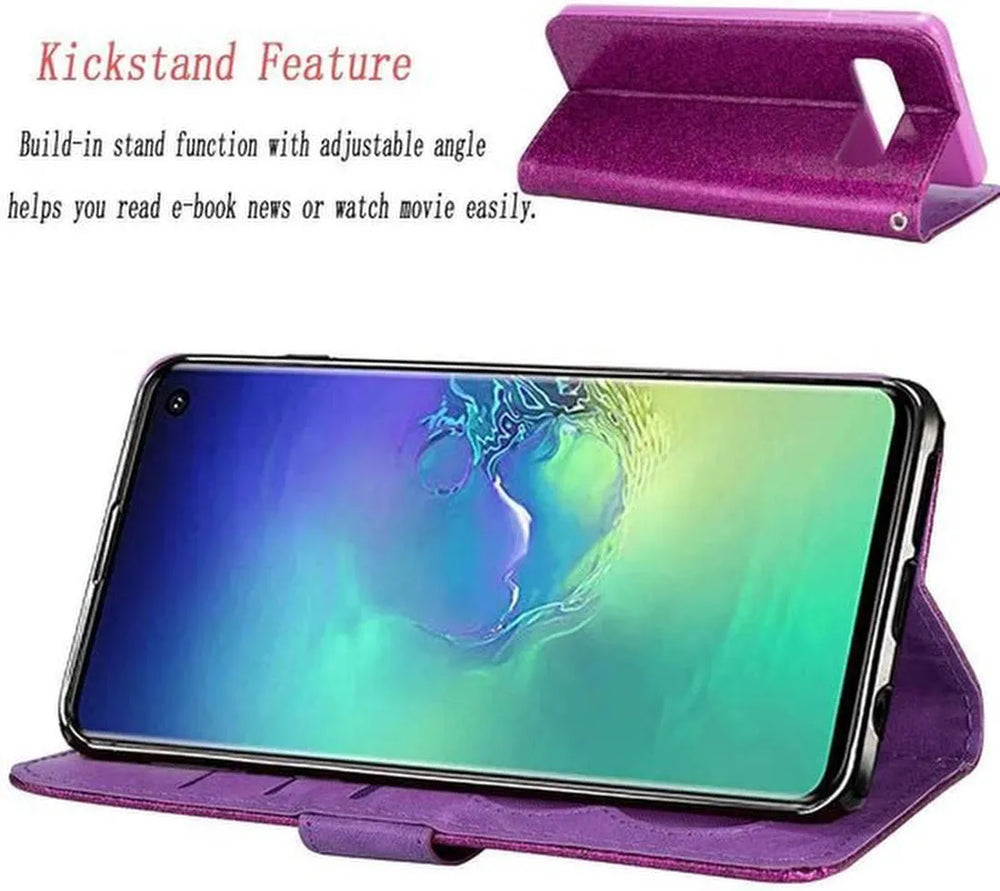 Samsung Galaxy S10 Hoesjes – Glitter Portemonnee Case – Rits & Koord – Pasjeshouder – Paars-Ilumina Benelux