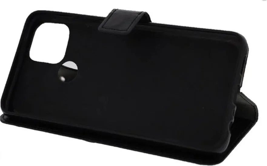 Oppo A15 Hoesjes – Bookcase Portemonnee Hoes – Pasjeshouder – Magneetsluiting – Zwart-Ilumina Benelux
