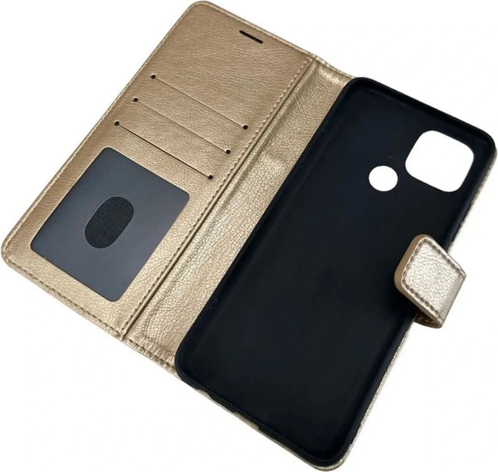 Oppo A15 Hoesjes – Portemonnee Hoes – Pasjeshouder – Magneetsluiting – Goud-Ilumina Benelux