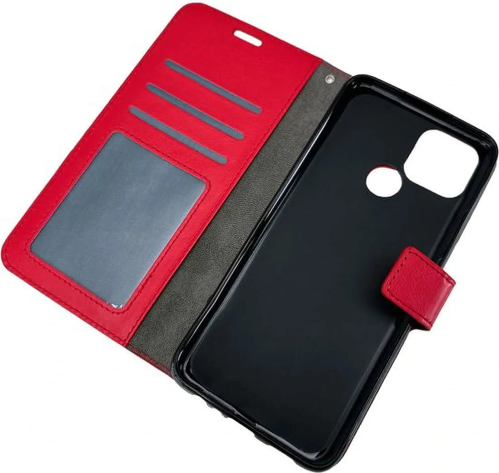 Oppo A15 Hoesjes – Bookcase Portemonnee Hoes – Pasjeshouder – Magneetsluiting – Rood-Ilumina Benelux