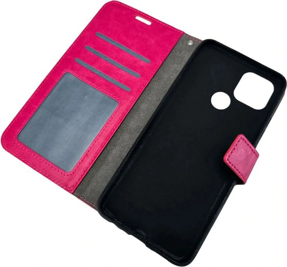 Oppo A15 Hoesjes – Portemonnee Hoes – Pasjeshouder – Magneetsluiting – Roze-Ilumina Benelux