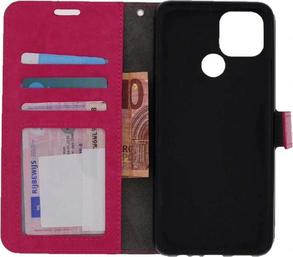 Oppo A15 Hoesjes – Portemonnee Hoes – Pasjeshouder – 2x Screenprotector – Roze-Ilumina Benelux