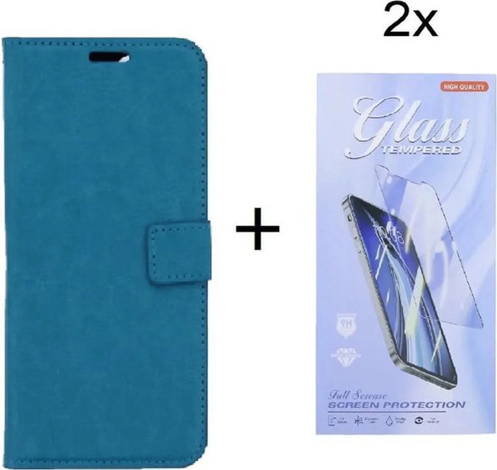 Nokia G10/G20 Hoesjes – Bookcase Portemonnee – Magneetsluiting – 2x Screenprotector – Turquoise-Ilumina Benelux