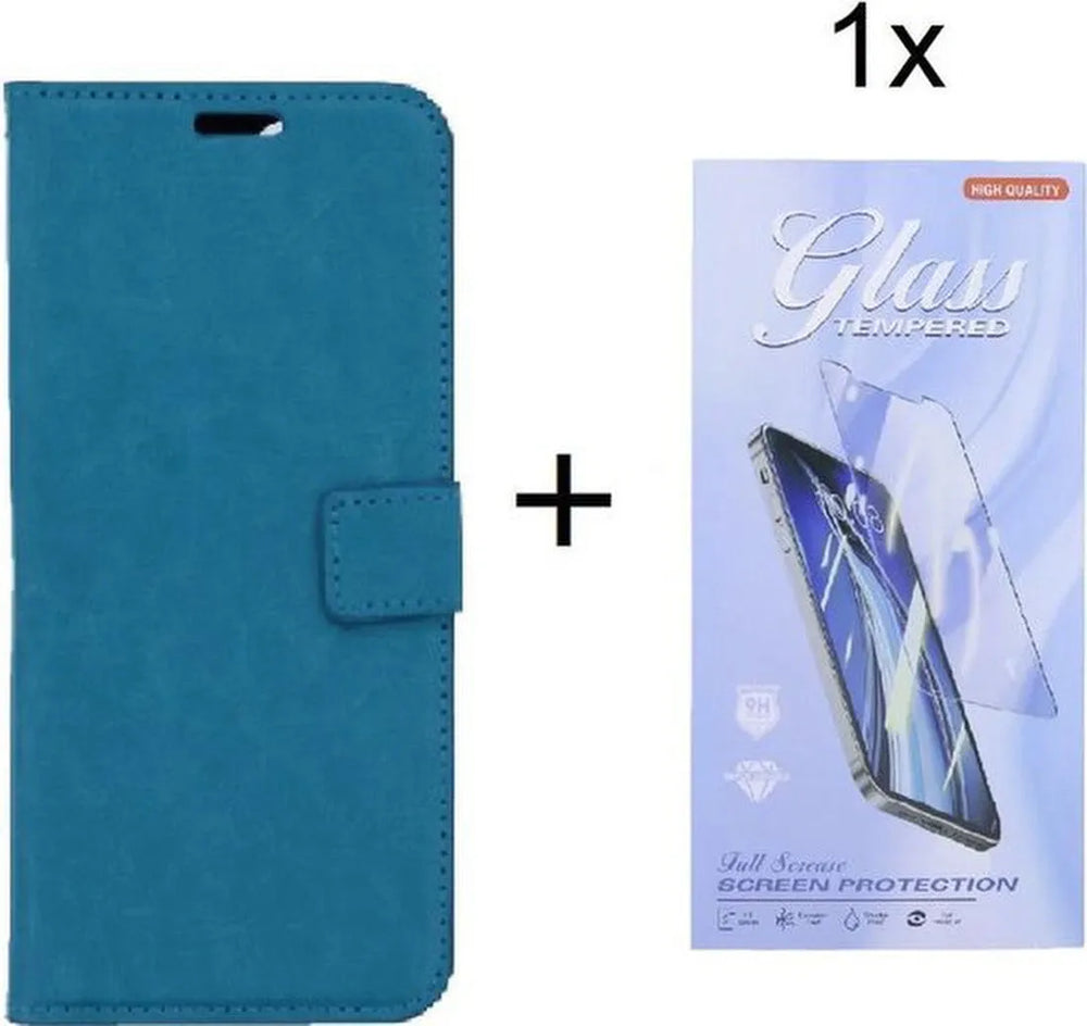 Sony Xperia 5 III Hoesjes – Bookcase Portemonnee – Pasjeshouder – Inclusief Screenprotector – Turquoise-Ilumina Benelux