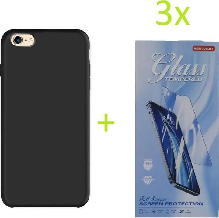 iPhone 6/6S Hoesjes – Siliconen TPU Backcover – Inclusief 3x Screenprotector – Zwart-Ilumina Benelux
