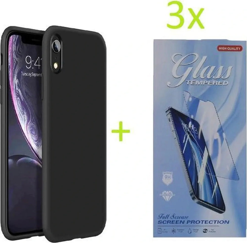 iPhone XR Hoesjes – TPU Siliconen Backcover – Schokbestendig – Inclusief 3x Screenprotector – Zwart-Ilumina Benelux
