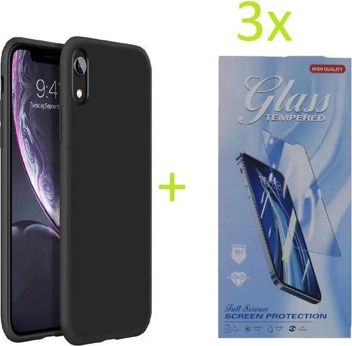 iPhone XR Hoesjes – TPU Siliconen Backcover – Schokbestendig – Inclusief 3x Screenprotector – Zwart-Ilumina Benelux