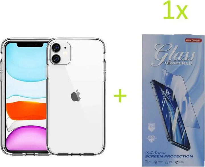 iPhone 12 Hoesjes – Transparante TPU Siliconen Backcover – Soft Case – Incl. Gehard Glas Screenprotector-Ilumina Benelux
