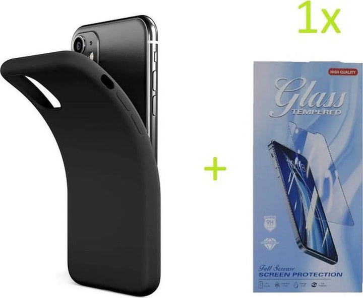 iPhone 12 Pro Max Hoesjes – TPU Siliconen Backcover – Inclusief Screenprotector – Zwart-Ilumina Benelux