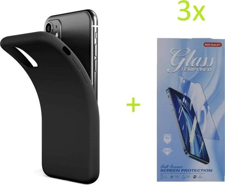 iPhone 12 Pro Max Hoesjes – TPU Siliconen Backcover – Inclusief 3x Screenprotector – Zwart-Ilumina Benelux