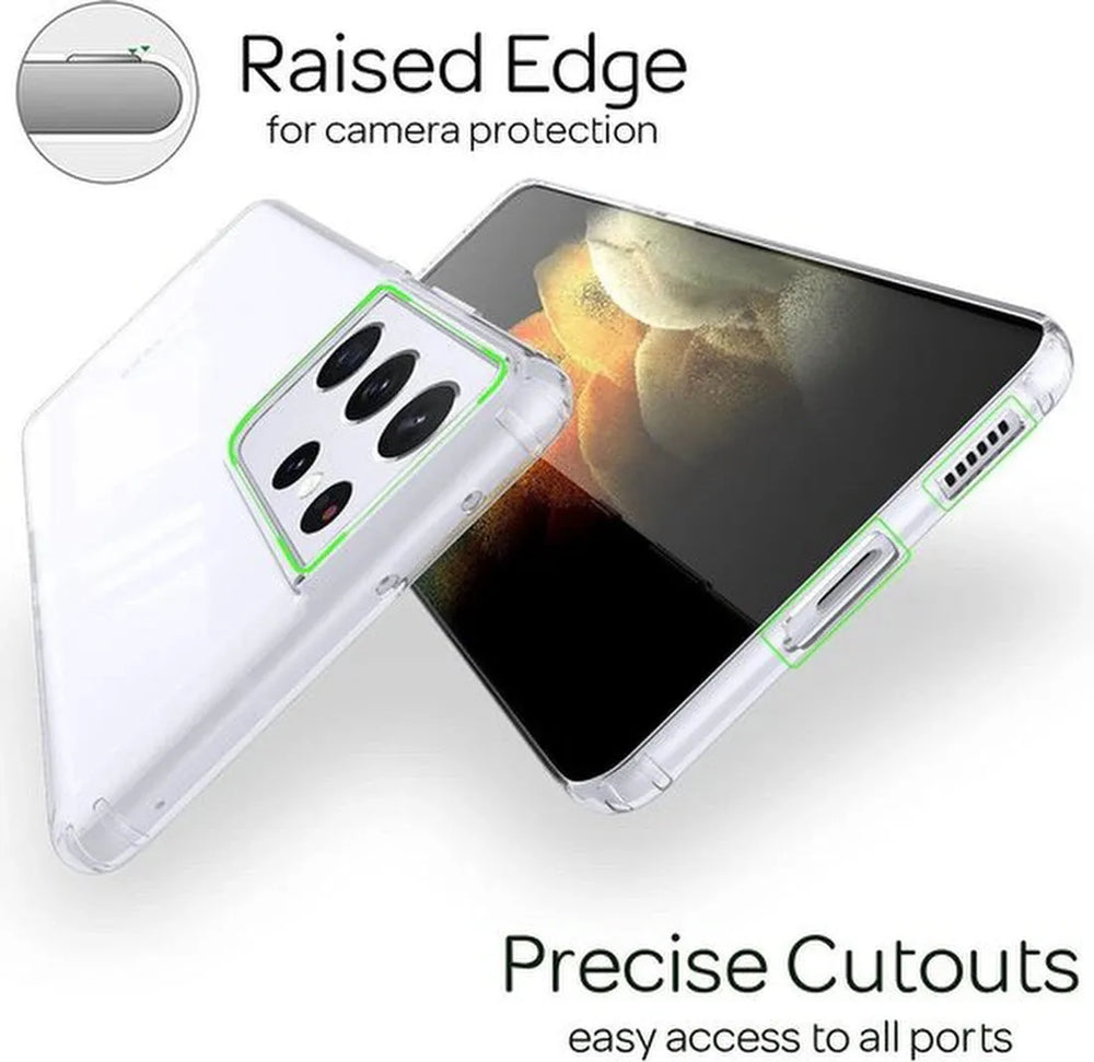 Samsung Galaxy S21 Ultra Hoesjes – Transparante TPU Siliconen Backcover – Soft Case – Inclusief 3x Screenprotector-Ilumina Benelux